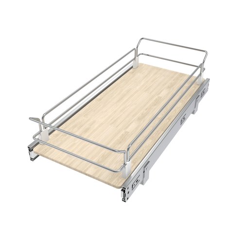 Pull Out Cabinet Organizer 11" W X 22" D, Slide Out Drawers For Kitchen Organizers and Storage, Pull Out Drawers For Cabinets Capacity Heavy Duty Caddy, Cabinet Shelves Wood Chrome, Pantry Storage