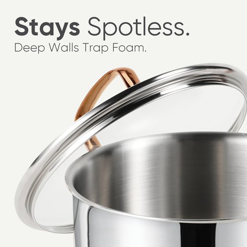 CAROTE 2Qt Stainless Steel Saucepan Set, Non-Toxic 3-Ply Stainless Steel Cookware Set with Lids, Small Kitchen Pots, Oven Safe, Compatible with Induction, Ceramic, Gas