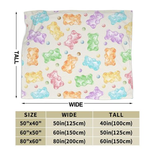 Gummy Bear Throw Blanket, 320GSM Flannel Blankets for Women Girls Kids Boys Men, Gummy Bears Blanket Super Soft Cozy for Bed Sofa Couch Gifts (Bears, 50"x40")
