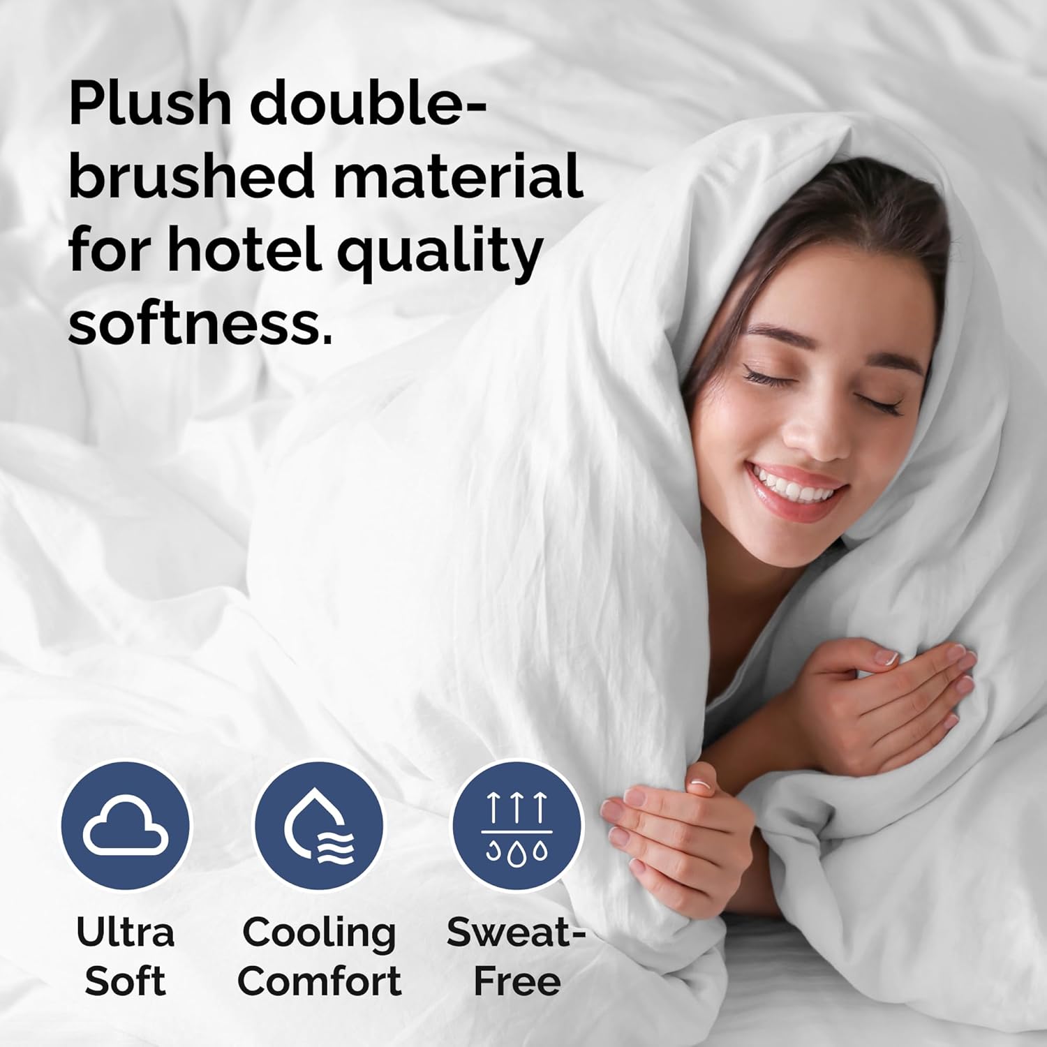 Skiennix King Duvet Cover Set - Extra Soft Hotel Luxury 104" x 90" with 2 Pillow Shams - Easy Care & Fade Free (White)