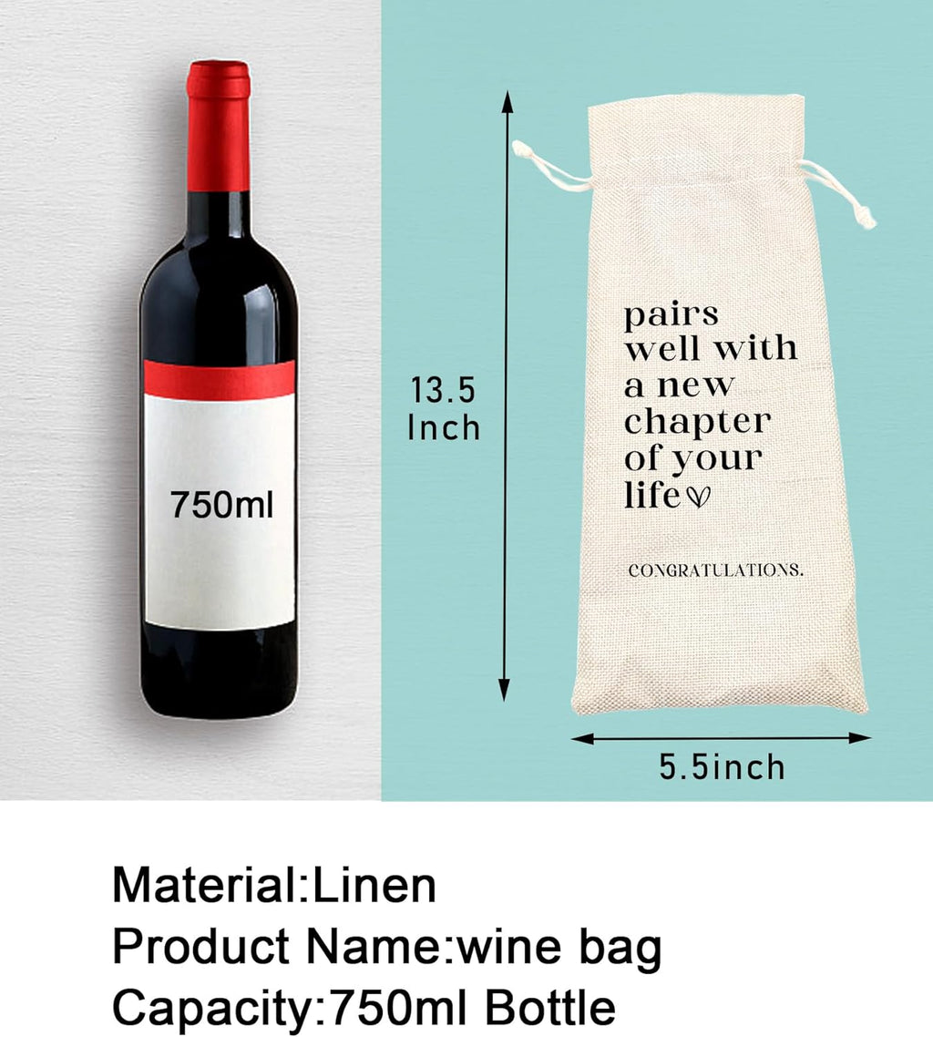 TBITON New Job Gifts, Farewell Gifts for Coworkers,New Beginning Gifts, Wine Gift Bags Going Away Gift for Friends Coworker Boss, Pairs Well With A New Chapter of Your Life (Beige-NEW JOB02)
