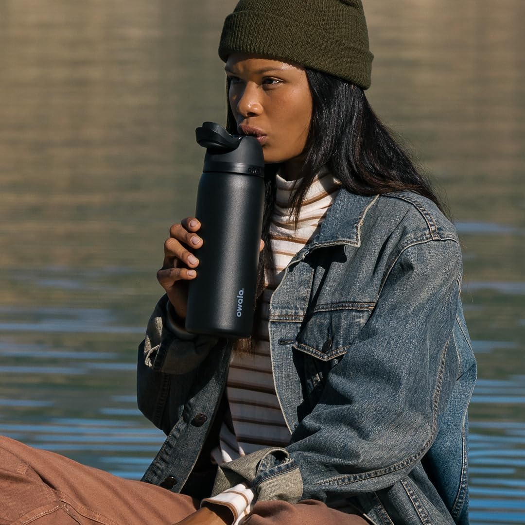 Owala FreeSip Insulated Stainless Steel Water Bottle - BPA-Free, 24 Oz, Perfect for Travel - Very Dark