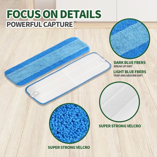 INFICRIME 6 Pack Microfiber Cleaning Pads Compatible with Bona Mop, Reusable Microfiber Mop Pads for 18 Inch Mop, Hardwood & Hard Surface Floors Replacement Cleaning Mop Pads, Machine Washes