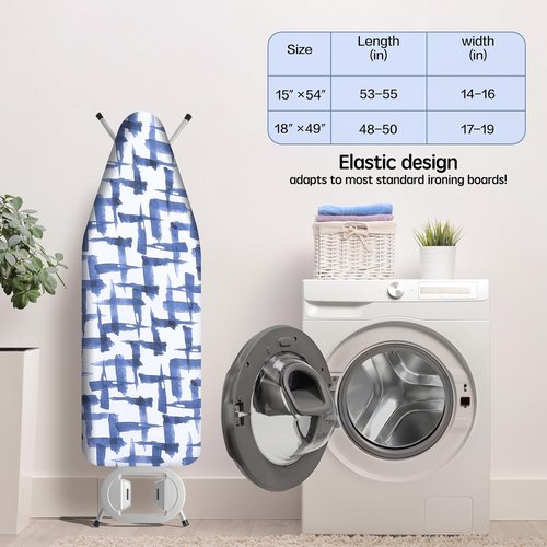Ironing Board Cover by [Brand Name] - Stain Resistant & Durable 15 x 54 with Thick Padding, Blue Brushstrokes