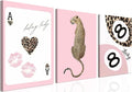 Funky Lucky You | Trendy Leopard Canvas Wall Art Set of 3 - Pink Cheetah Prints for Girls' Bedroom | 12x16 Inch Framed Decor