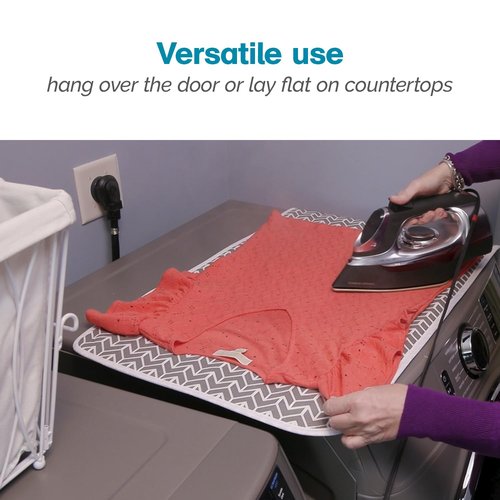Polder Over-the-Door Steaming Station, Clothes Steamer Station, 100% Cotton Cover with Water Protection Layer, Portable Garment Steamer Pad, Ideal for Home and Travel, 38" x 19"