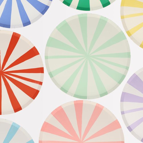 Meri Meri Striped Paper Plates, Pack of 8 Disposable Plates in a Range of Fun, Bright Colors and 2 Sizes (Side & Dinner), Versatile for All Your Events