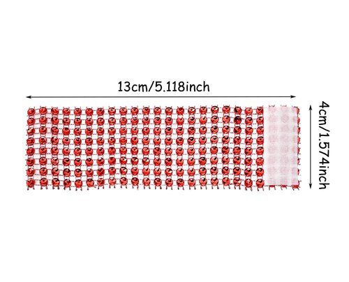 Napkin Rings Bulk Penta Angel 50pcs Adjustable Self Adhesive Tapes Rhinestone Napkin Holders for Rolling Tableware Wedding Christmas Graduation Party Table Decoration (Red, 4×13cm)