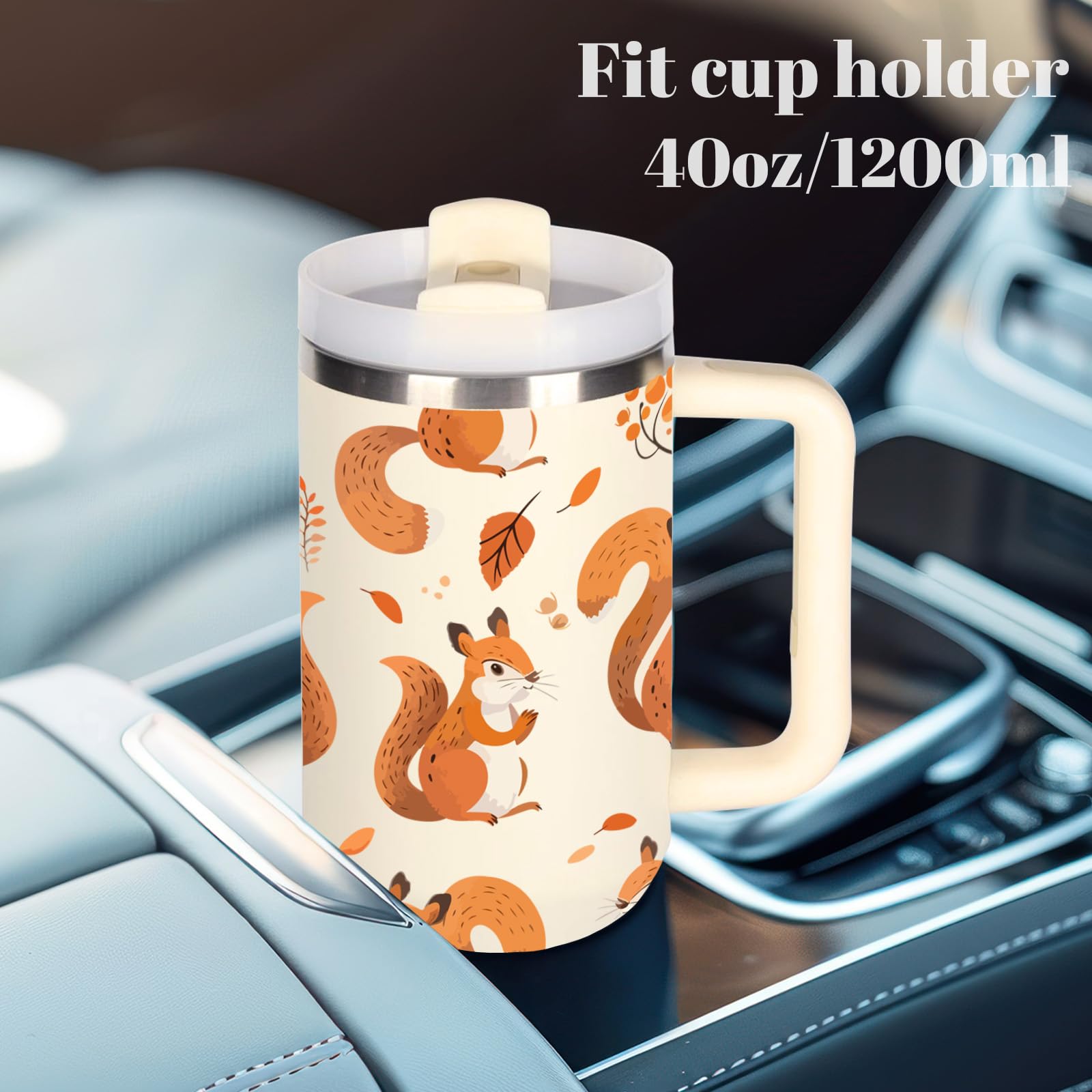 momocici 40oz Squirrels Tumbler with Handle Gifts for Women.Squirrel Lover Cups Tumbler Gifts for Women.40 oz Birthday Christmas Squirrel Cup Tumblers for Squirrels Lover.