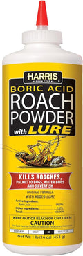 HARRIS Boric Acid Roach & Silverfish Killer Powder - Effective Insect Lure, 16oz
