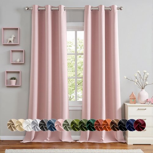 MIULEE Baby Pink Blackout Curtains - Thermal Insulated Room Darkening Drapes | 90 Inches Long, 2 Panels