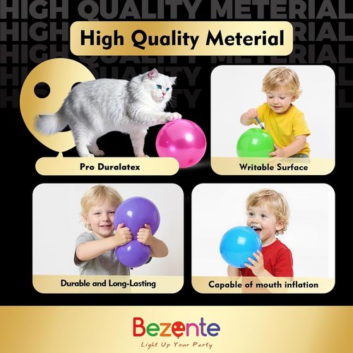 Bezente Pro Duralatex White Balloons - 100 Pack of 12-Inch Extra-Thick Balloons for Weddings & Parties