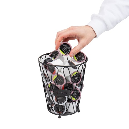 Mind Reader Single Serve Coffee Pod Storage, 30 Coffee Pod Capacity, Countertop Organizer, Metal, 7" L x 7" W x 8.5" H, Black