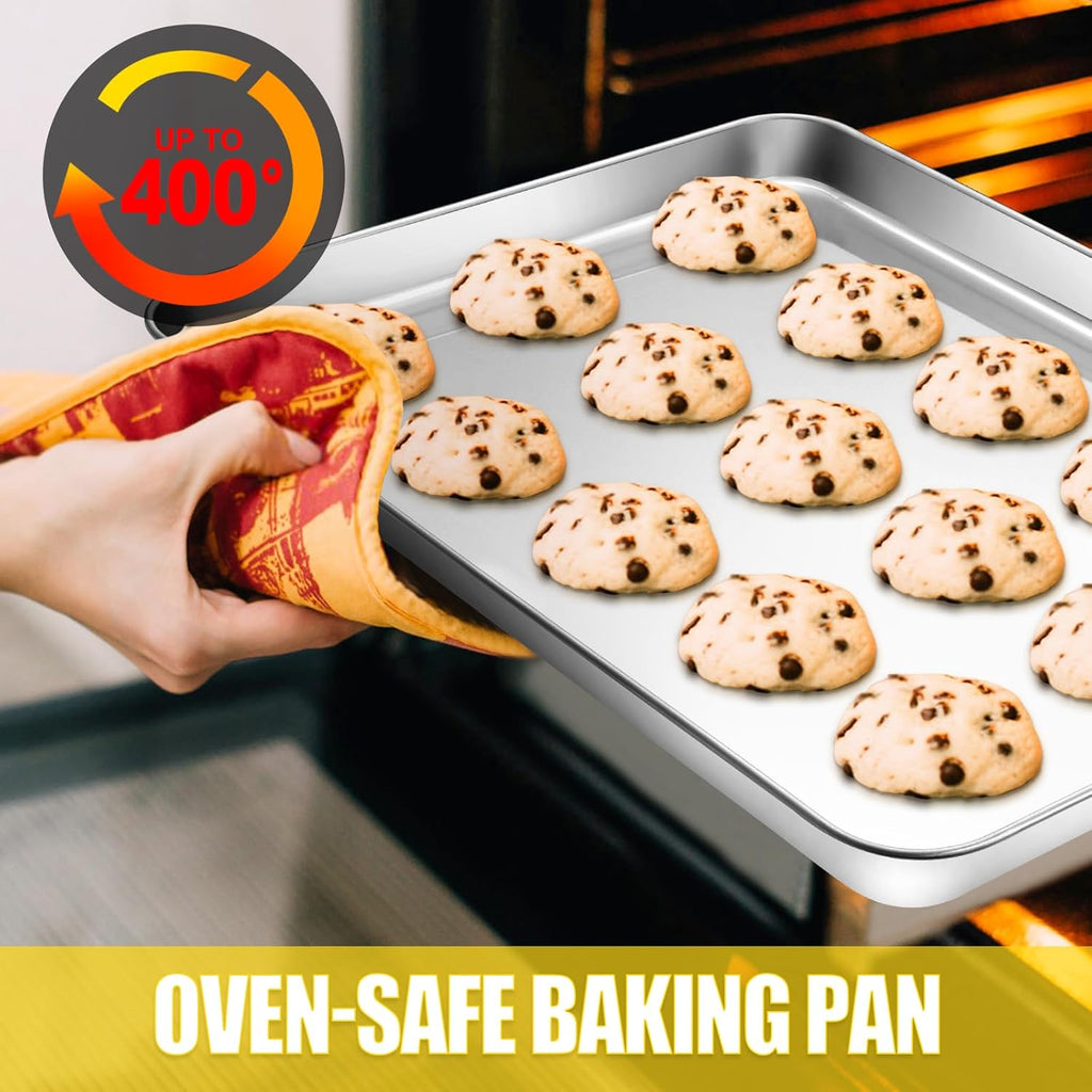 Terlulu Baking Sheet Set - Stainless Steel Cookie & Jelly Roll Pans | 2-Piece, 16'' x 12'' x 1''
