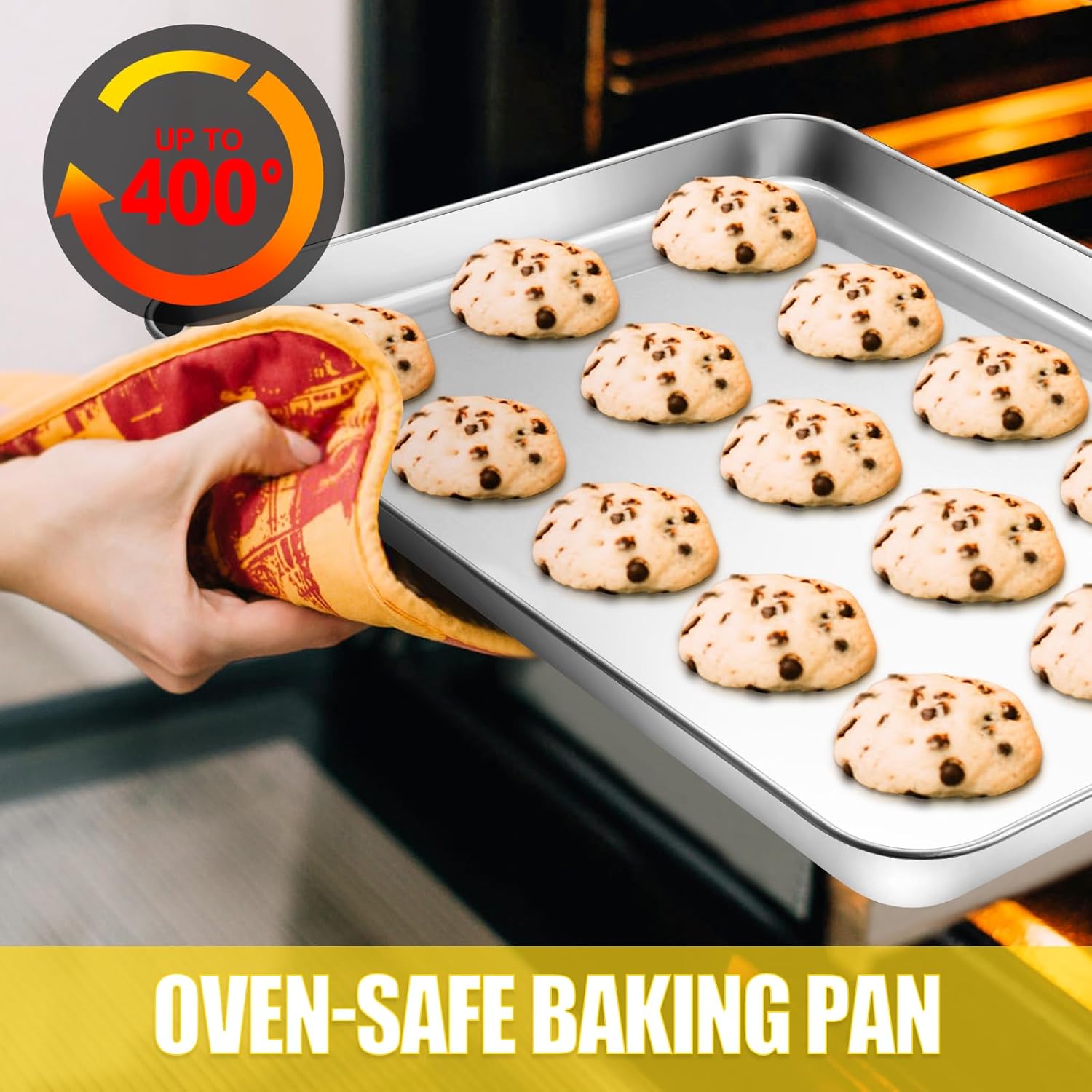 Terlulu Stainless Steel Baking Sheet Set - Nonstick Half Sheet Pan for Oven | 2-Piece, 17.3'' x 12.3'' x 1''