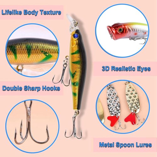 Fishing Advent Calendar 2025 | 24 Days of Christmas Countdown Fishing Lures Set for Enthusiasts