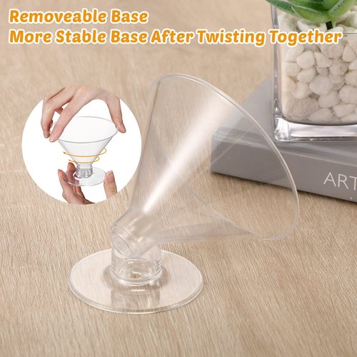 Yinkin 200 Cups and 200 Spoons Plastic Martini Glasses Disposable Cocktail Glasses Mini Martini Plastic Cups Dessert PVC Shot Unbreakable with Spoons for Weddings Party Wine Food (Clear,5 oz)