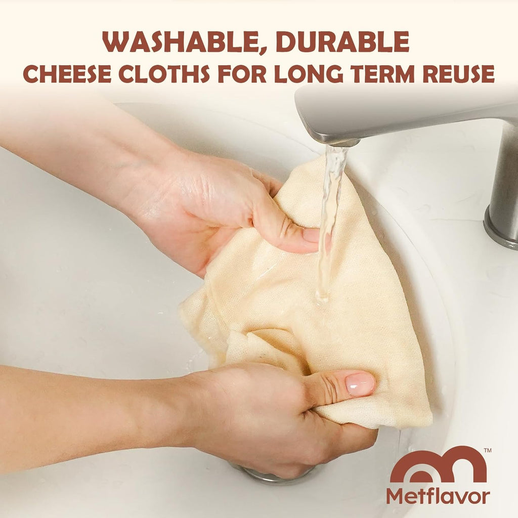 Skiennix 12Pcs Reusable Cheese Cloths - 20x20 Inch Unbleached Cotton for Straining & Baking