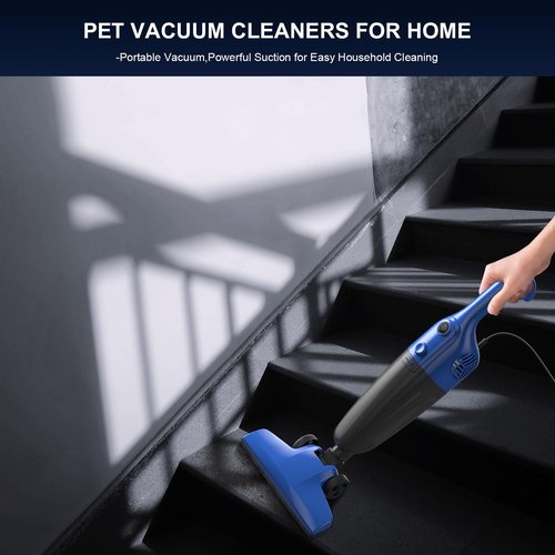 Cotiro Stick Lightweight Vacuum Cleaner for Home & Apartment, Corded Handheld vac Cleaners with Crevice Tool, Perfect Household Vacuum Cleaners for Carpet, pet Hair, Hardwood Floor (Blue)
