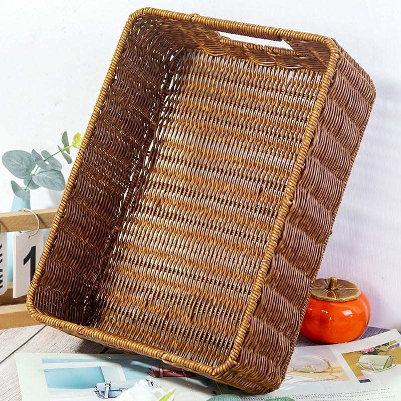 Regine Switzerland Plastic Storage Baskets - Durable Water-Resistant Organizers for Shelves & Cabinets | Set of 2, Dark Brown
