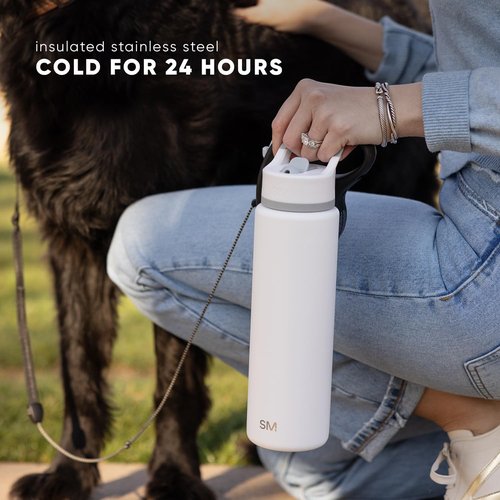 Simple Modern Leopard Water Bottle with Straw Lid Vacuum Insulated Stainless Steel Metal Thermos Bottles | Reusable Leak Proof BPA-Free Flask for Sports | Summit Collection | 20oz, Blush Leopard
