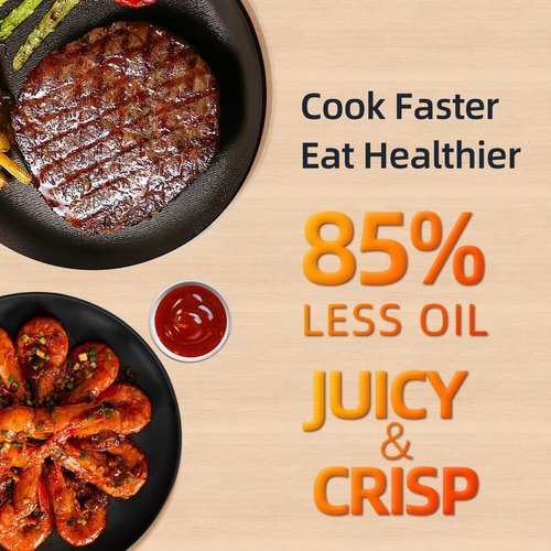 Air Fryer 10-in-1 by [Brand Name] - 5.3QT Compact Oil-Free Cooker with Digital Control | Healthy Cooking, Black