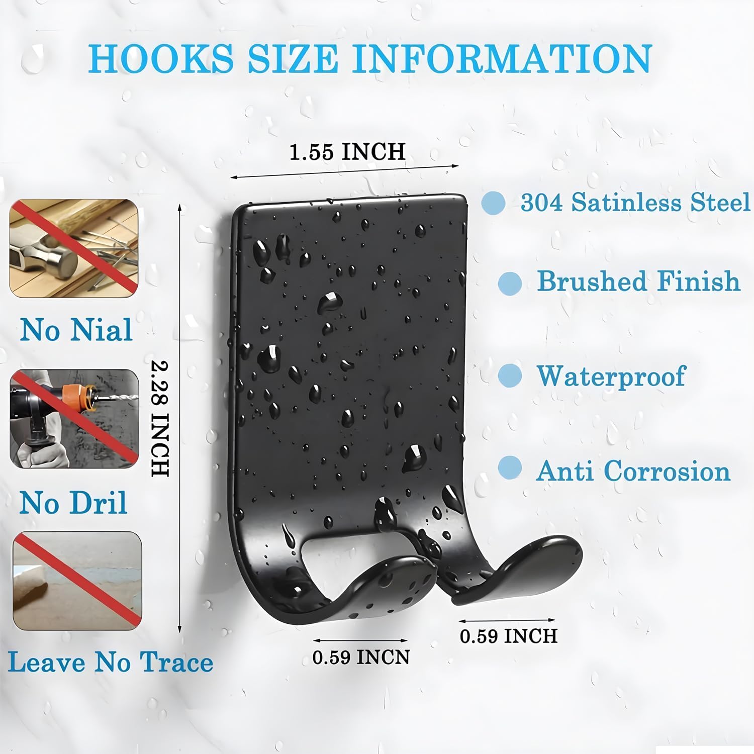 Skiennix Razor Holder - Heavy Duty Self-Adhesive Stainless Steel Hooks | 2-Pack Bathroom Organizer