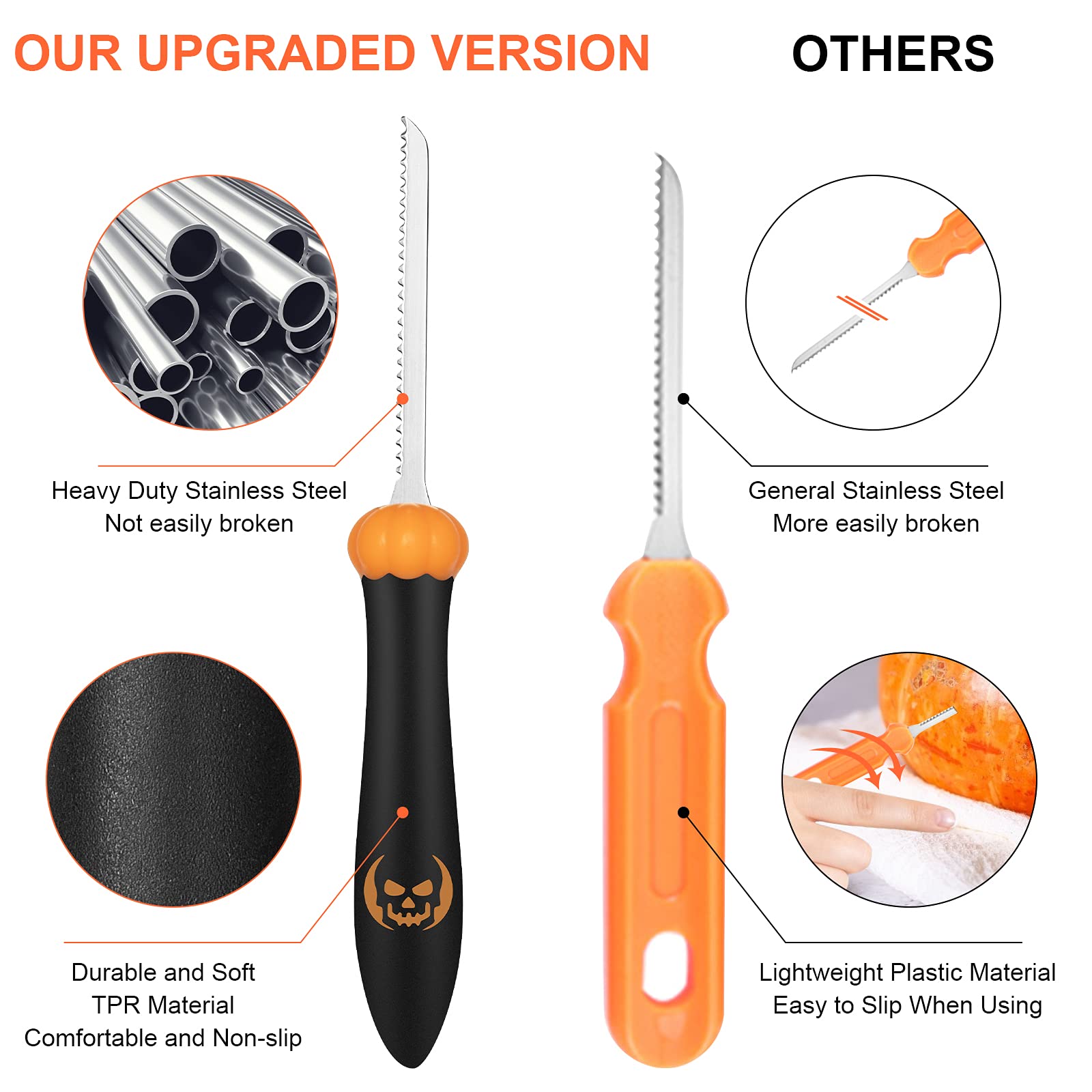Pumpkin Carving Kit Tools Halloween, CHRYZTAL Professional Heavy Duty Carving Set, Stainless Steel Double-side Sculpting Tool Carving Kit for Halloween Decoration Jack-O-Lanterns, Gift for Halloween