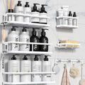 YASONIC Shower Caddy - Large Capacity Bath Organizer with Soap Holder & 12 Hooks | Rustproof White Shelves
