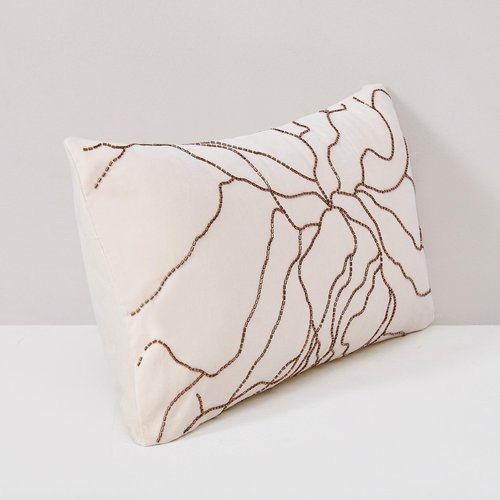Lush Decor x Chuks Collins Roots Velvet Decorative Pillow Cover Single 12" W x 22" L Cream - 12x22 Pillow Cover - Luxury Throw Pillows for Bed, Couch or Chair - Luxury Home Decor