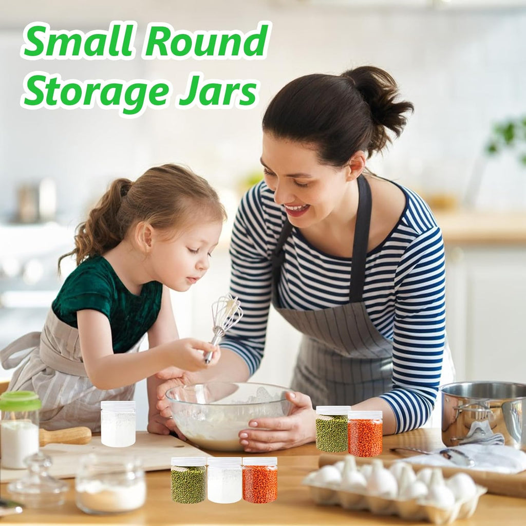 Skiennix 20-Pack Clear Plastic Slime Containers - 4oz Round Refillable Jars with Lids for Travel & Storage