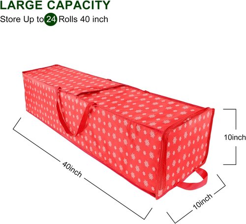 Christmas Wrapping Paper Storage - 40 Inch Organizer for 20 Rolls | Breathable Fabric, Square Design