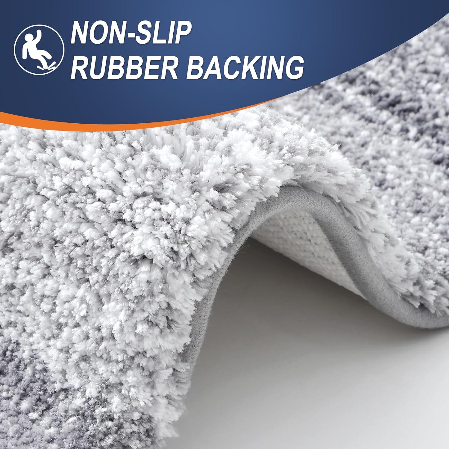 OLANLY Bathroom Runner Rug - Extra Soft Microfiber Mat 44x24 | Quick Dry & Washable, Light Grey