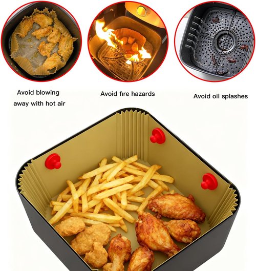 Air Fryer Magnets | 8PCS Strong Magnetic Silicone Clips for Parchment Paper - 100% Food-Safe & Heat-Resistant (Red)
