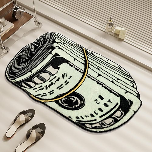 **Money Rug | 100 Dollar Bill Design | Funky 20x32 Inch Bath Mat for Home Decor**