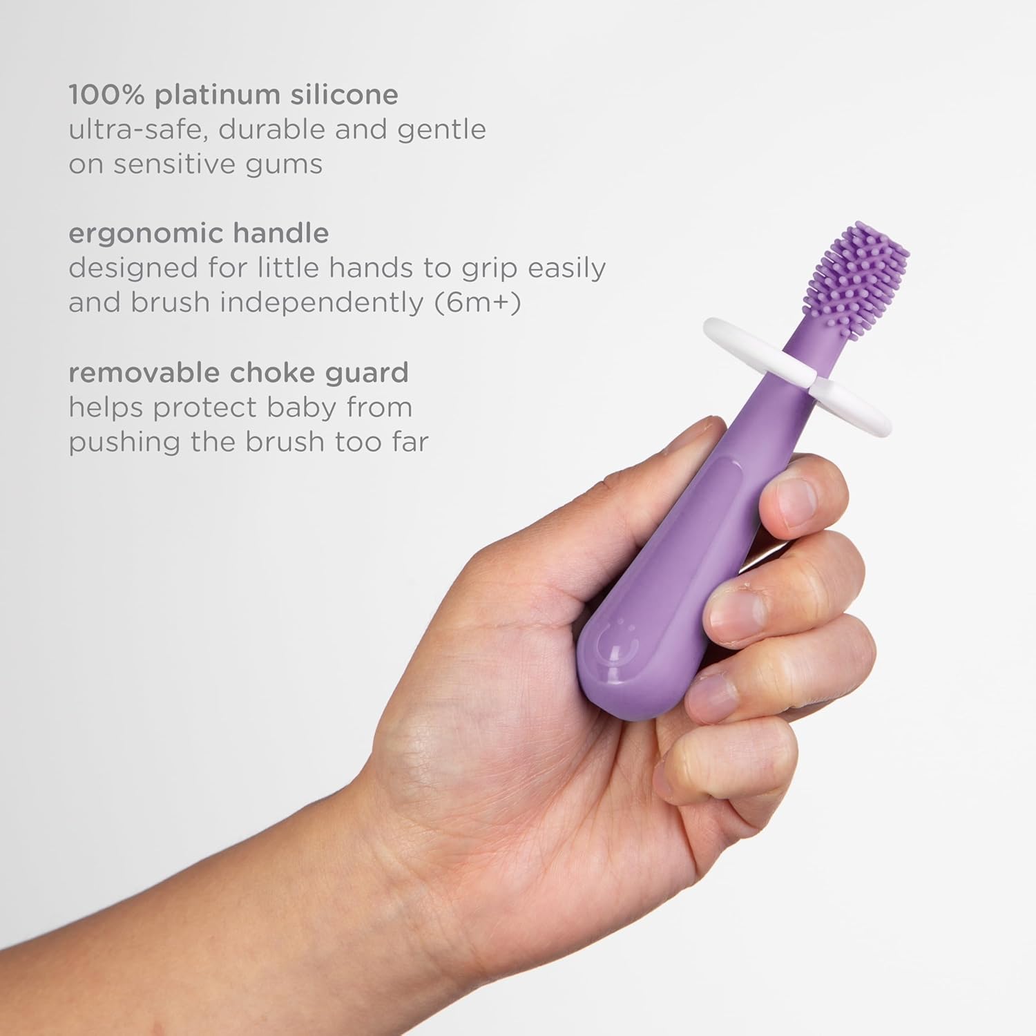 Ubbi Grow With Me Toothbrush Set - Silicone Finger Brush & 360° Soft Bristles - Smoothie Purple