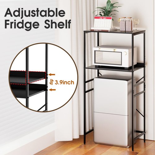 QieerHior Mini Fridge Shelf Mini Fridge and Microwave Stand Over Mini Fridge Storage Rack Height Adjustable Microwave and Fridge Stand Suitable for Dorm, Kitchens, Offices, Black