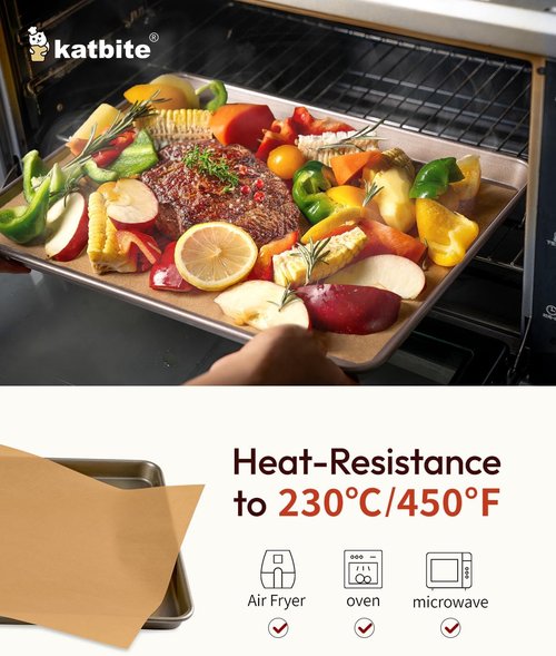 Katbite Heavy-Duty Unbleached Parchment Paper Sheets - 265 Pcs, 10x15 Inches, Oil-Proof & Pre-Cut for Baking