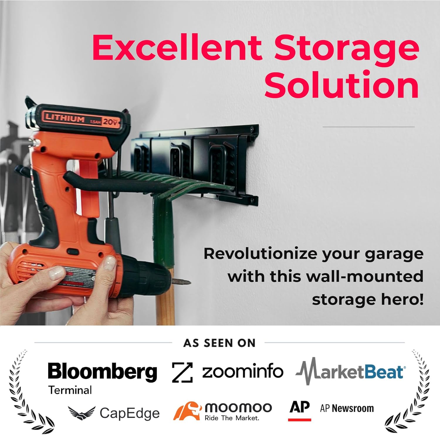 TIDYME Garage Tool Organizer - Sturdy Wall Mount Rack with Adjustable Hooks | 80 Inches, 500lbs Capacity