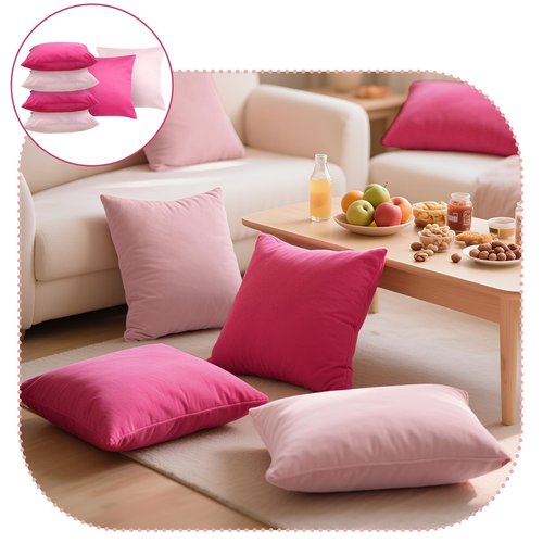 Bruislard 6 Pcs Velvet Throw Pillow Covers 18 x 18 Inch Decorative Pillow Cases Soft Cushion Pink Pillowcase for Picnic Patio Couch Garden Bench Porch, No Inserts