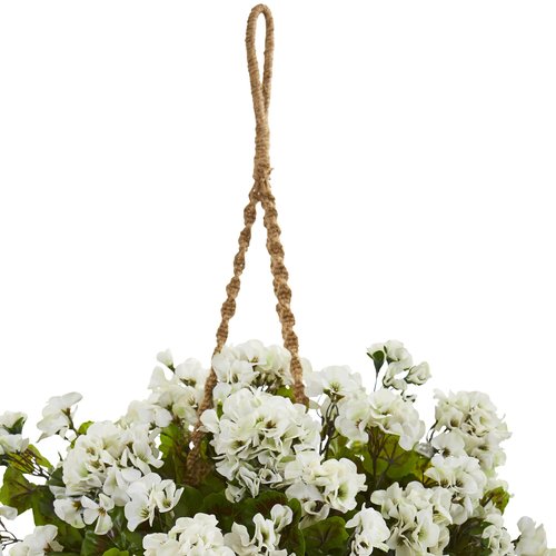 Nearly Natural Geranium Hanging Basket Artificial Plant UV Resistant (Indoor/Outdoor)