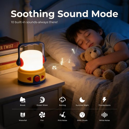 CBPLAY 4-in-1 Kids Night Light, Bluetooth Speaker, Story Player & White Noise Machine for Soothing Sleep - Rechargeable, Patented Pull-Handle, and Screen-Free, Perfect for Bedtime, Travel & Camping