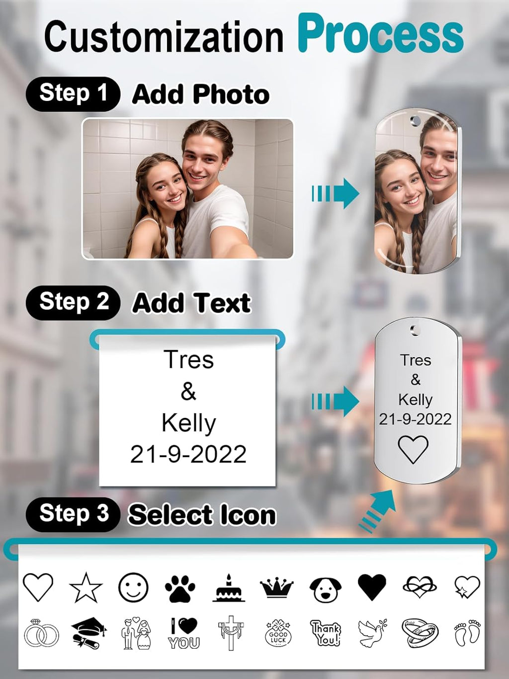 Skiennix Custom Keychain | Personalized Photo & Text Gift for Boyfriend, Dad, or Men