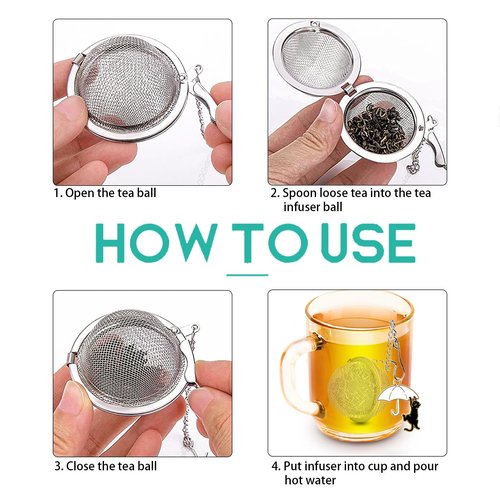 2Pack Tea Infuser with Cute Cat Charm,Premium Stainless Steel Loose Leaf Tea Strainer Tea Steeper Tea Ball Tea Infusers for Loose Tea