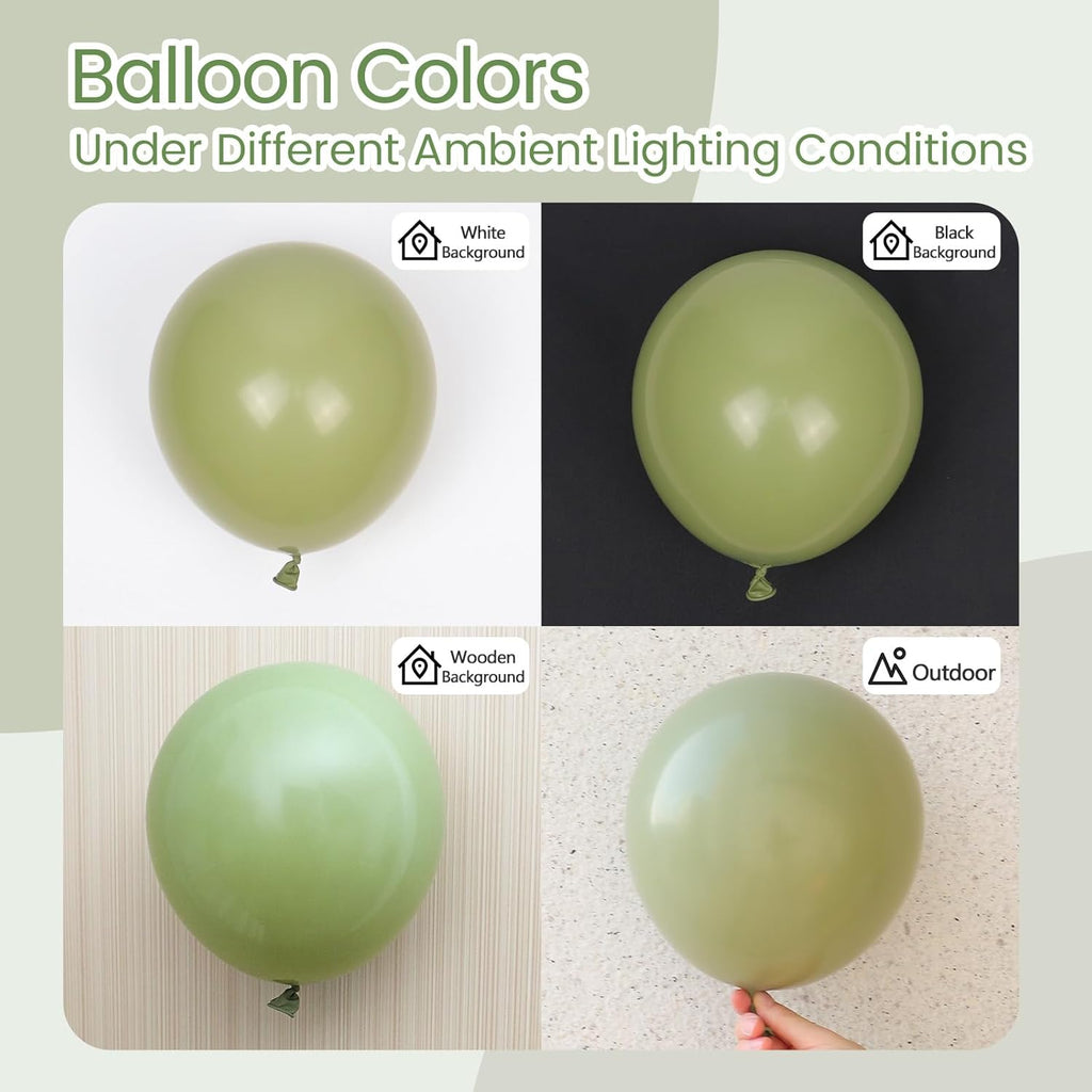 Sage Green Balloons | 12-Inch Dusty Green Party Balloons - 50pcs for Weddings & Celebrations
