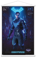 Trends International DC Comics Gotham Knights - Nightwing Wall Poster, 22.375" x 34", Premium Print and White Hanger Bundle