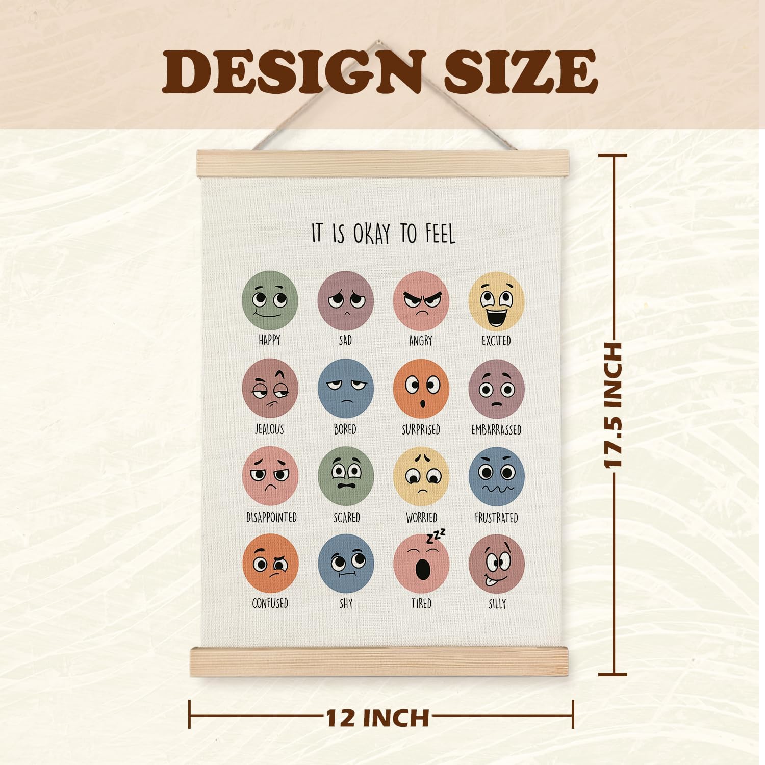 Supwhd Feelings Chart - Emotions Chart for Kids | Calming Therapy Office Decor 12x16
