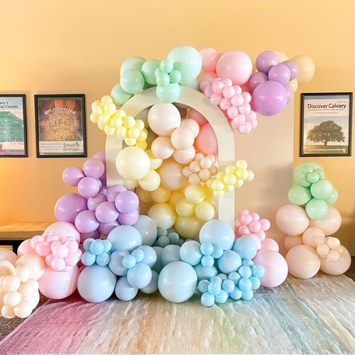 Netnology Pastel Balloons Set - 60Pcs 12 Inch Colorful Latex Balloons for Birthday & Party Decor