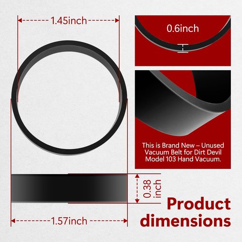 HASMX Replacement Belts for Dirt Devil Hand Held Vacuums Fits for M08100 M08100RED M08150K M08230X M08230T M08230 08230C 08130 08100RT M103, 4-Pack