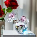 H&D Hyaline & Dora Pink Crystal Cut Double Butterfly Figurine - Handmade Art Glass Collectible Gift